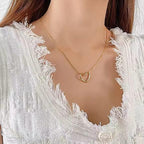 Anti-Tarnish Open Heart Necklace – Minimal Gold