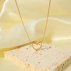 Anti-Tarnish Open Heart Necklace – Minimal Gold