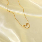 Anti-Tarnish Open Heart Necklace – Minimal Gold