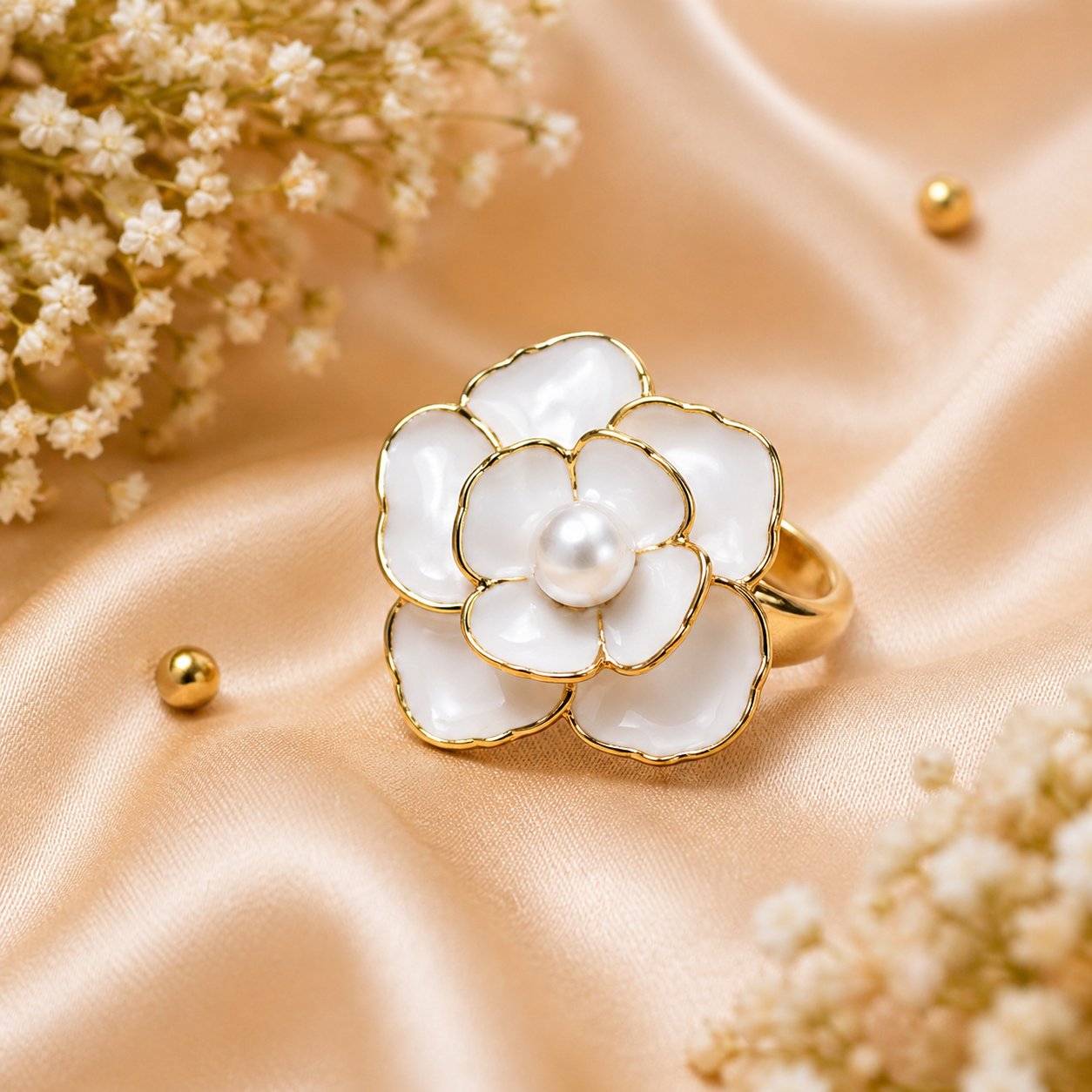 White Daisy Flower Ring