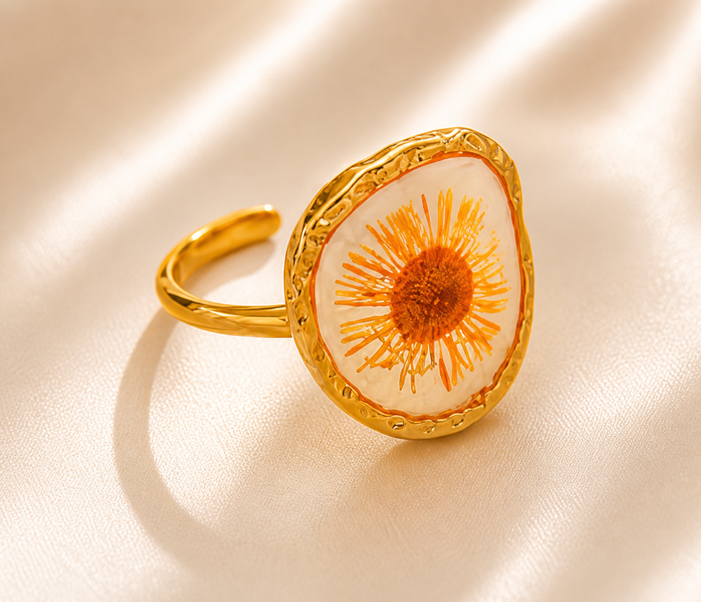 Orange Daisy Flower Ring