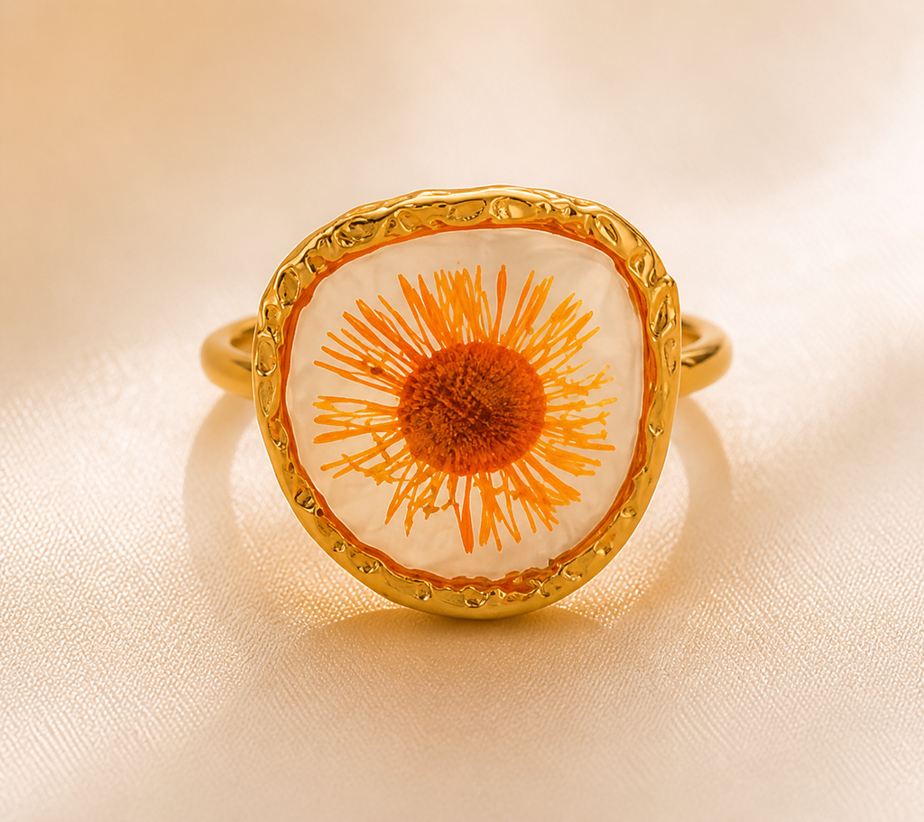 Orange Daisy Flower Ring