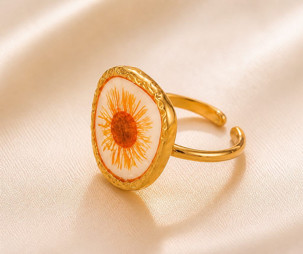 Orange Daisy Flower Ring