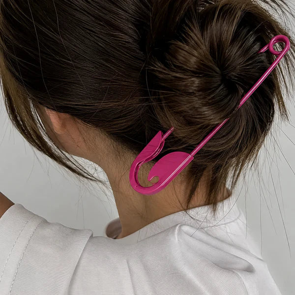 Pink Safety Pin Hair Clip