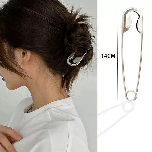 Silver Safety Pin Hair Clip