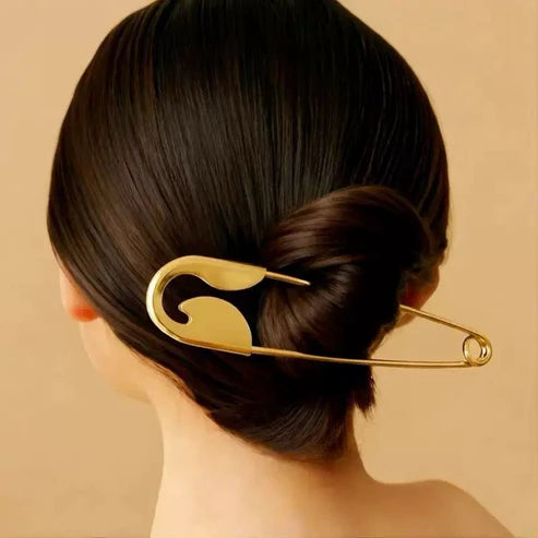 Golden Safety Pin Hair Clip
