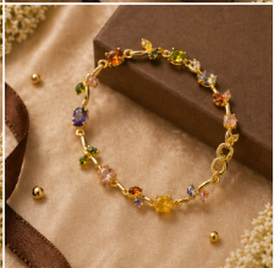 Multicolor Tulip Gold Bracelet for Women