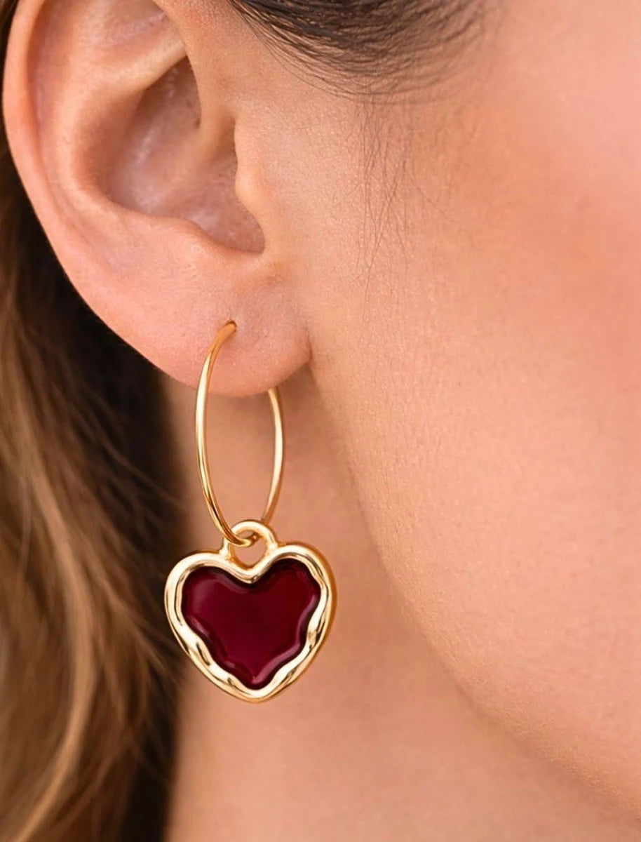 Gold Heart Hoop Earrings for Women