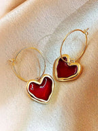 Gold Heart Hoop Earrings for Women