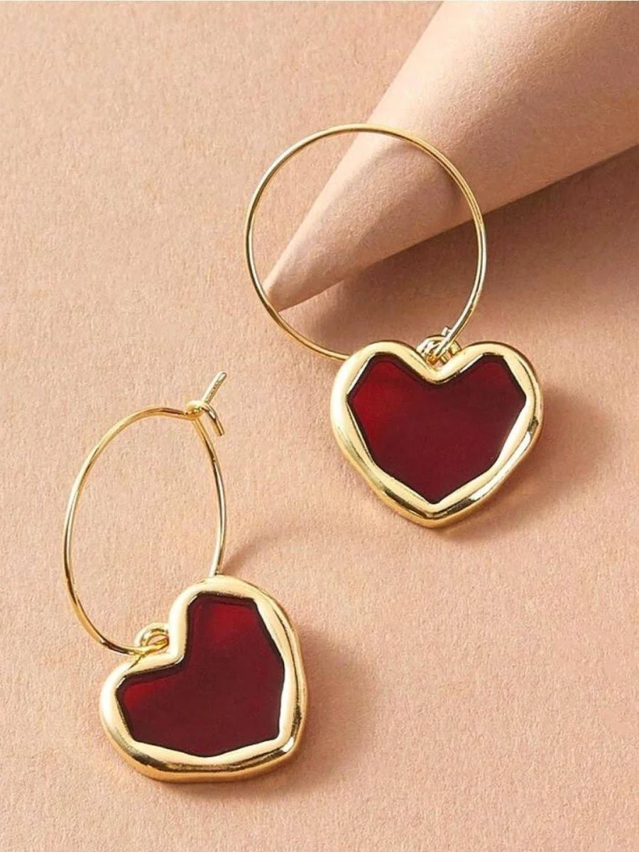 Gold Heart Hoop Earrings for Women