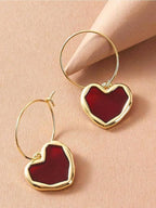 Gold Heart Hoop Earrings for Women