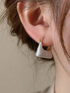 White Pearl Square Hoop Earrings for Women